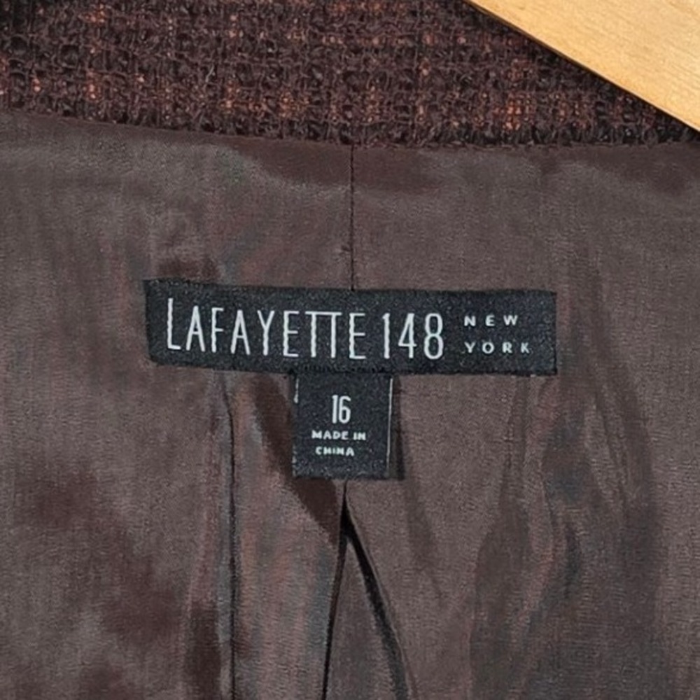 Lafayette 148 New York Textured Blazer Amber Orange Women's Size‎ 16 Wool Blend - Picture 7 of 10